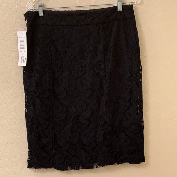 Sunny Leigh Black Lace Lined Pencil Skirt Side Zipper Closure Size 10 - Picture 2 of 8